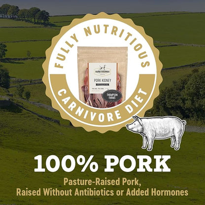Farm Hounds - Pork Kidney - Premium Natural Jerky for Dogs - Made from 100% Humanely Raised Pork- Organ Treats - Great for Training & Treats - No Added Fillers - Made in USA - 4oz -1 Pack
