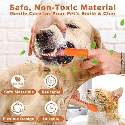 Augwind 6PCS Pet Grooming Kit for Dogs,Cats and Horses | Dog Washing/Bath Gloves | Dog Bath Brush | Shampoo Brush | Pet Grooming Gloves | Dog Bath Supplies (Orange)