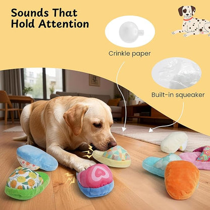 Nocciola 10 Pack Slipper Dog Toys, Squeaky Crinkle Plush Dog Toys for Small Medium Dogs, Interactive Chew Toys for Boredom, Indoor Soft Puppy Toy Set