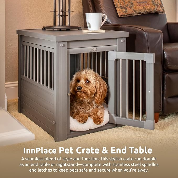New Age Pet ecoFLEX Pet Crate/End Table, Small, Grey, Model:EHHC405S