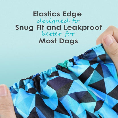 wegreeco Washable Male Dog Belly Band (Stylish Pattern)- Pack of 3 - Male Dog Belly Wrap, Dog Diapers Male (Abstract Geometrical Blue, X-Large)