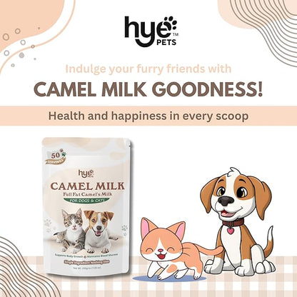HYE Pets Full Fat Camel Milk Powder for Dogs & Cats, Support Body Growth and Maintain Blood Glucose, 7.05 Oz