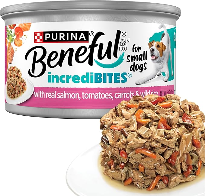 Purina Beneful Small Breed Wet Dog Food in Gravy, IncrediBites With Real Salmon - (Pack of 12) 3 oz. Cans