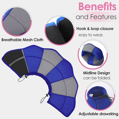 AOFITEE Dog Cone - Soft Cones Dog After Surgery, Comfy Cones for Dogs to Stop Licking, Adjustable Small Dogs Cone Collar for Wound Healing, Elizabethan Pet E-Collar, Blue Small