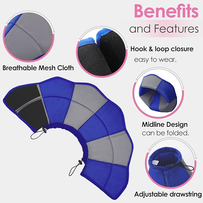 AOFITEE Large Dog Cone - Soft Dog Cone Stop Licking, Adjustable Extra Large Cones Dogs for Wound Healing, Pet Elizabethan Cones Collar After Surgery, XL Fabric Pet E-Collar, Blue X-Large
