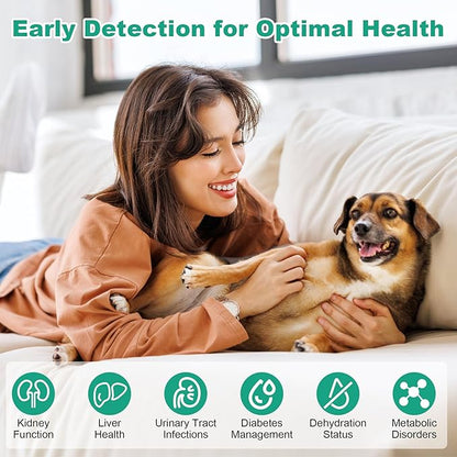 Urine Test Strips for Dogs Cats - 100 Counts Urinalysis Test Strips for Pets 10 in 1 Testing Protein Blood Leukocytes pH Nitrite and More Dog Cat Test Kit for Pets