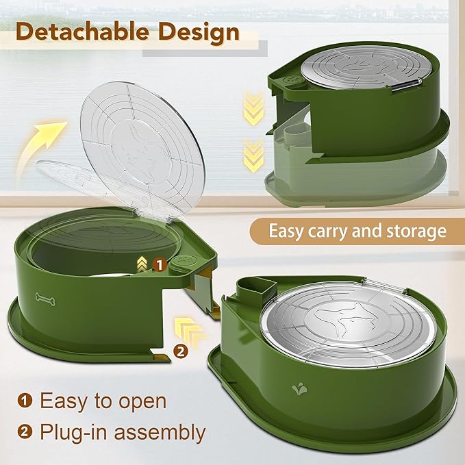 Newget Stainless Steel Dog Bowl Set with Lids, 304 Metal Dual Food & Water Bowls for Dogs & Cats, Large Capacity Pet Feeder with Cover Keeps Food Fresh, Anti-Skid Dog Dish for Small/Medium/Large Pets