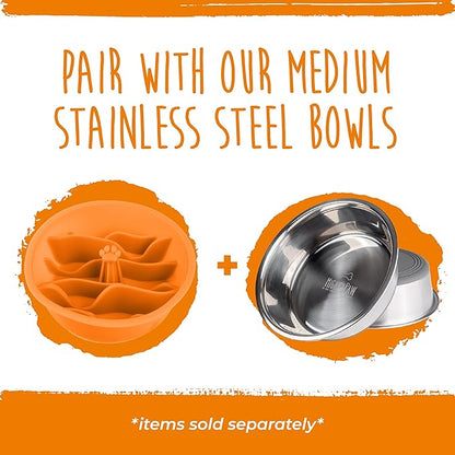 Mighty Paw Slow Feeder Dog Bowls | Interactive Dog Bow Insert - Silicone Puzzle Feeder Insert - Medium for All Sized Breeds (7" x 2")