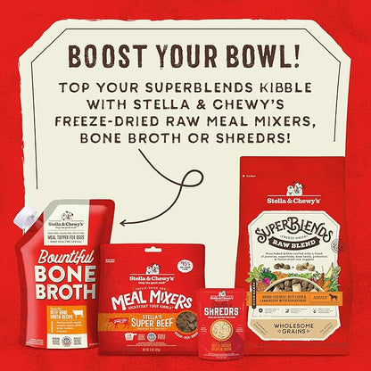 Stella & Chewy's SuperBlends Raw Blend Wholesome Grains Grass-Fed Beef, Beef Liver & Lamb Recipe with Superfoods, 21 lb. Bag