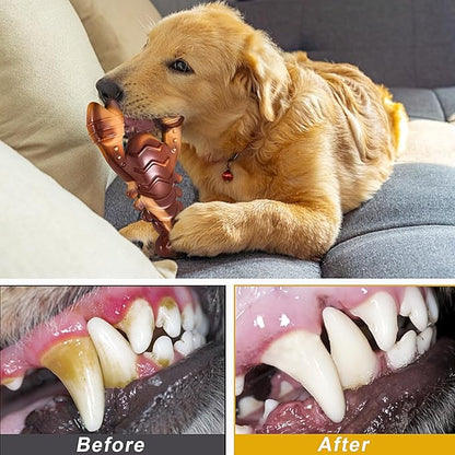 NEZIN Dog Chew Toys, Indestructible Dog Toys for Aggressive Chewers, Tough Dog Toys, Durable Dog Chew Toys for Large Medium Breed, Interactive Dog Toys with Real Beef Flavor (Lobster)