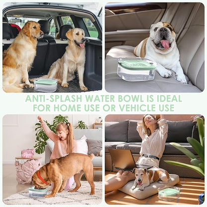 AONKEY 3L Dog Water Bowl No Spill, 101oz Large Spill Proof Dog Bowl Reduce Refill, Anti Splash No Mess Dispenser Dripless Slow Drinking Water Bowl for Sloppy Messy Drinkers (Sprout Green)