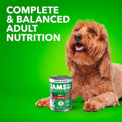 IAMS Proactive Health Wet Dog Food Adult, Canned Dog Food, Lamb Chunks in Gravy, 13 oz. Cans, Pack of 12