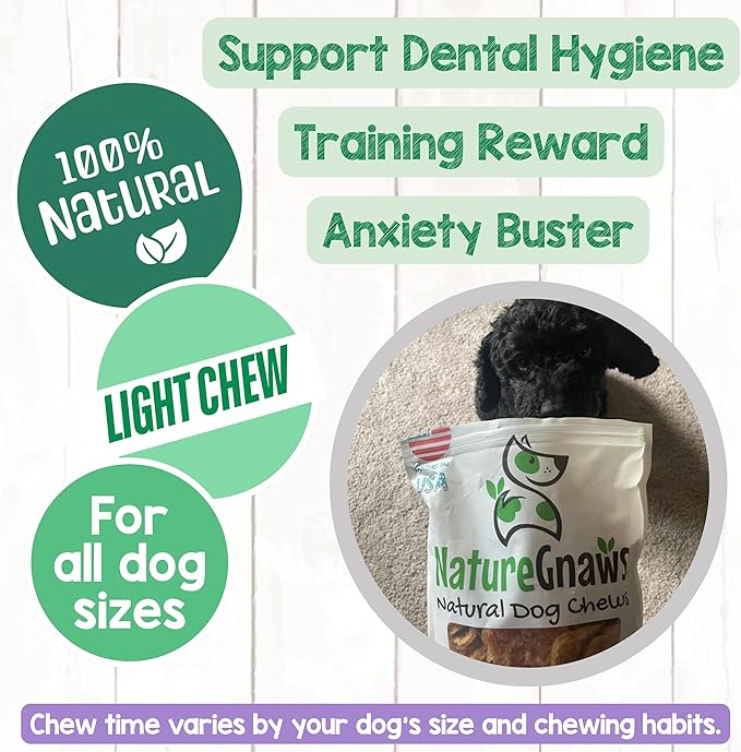 Nature Gnaws USA Turkey Tenders (1Lb) - Delicious Grain-Free Dog Treats for Small, Medium & Large Breeds - Natural Jerky Chews for Dogs.