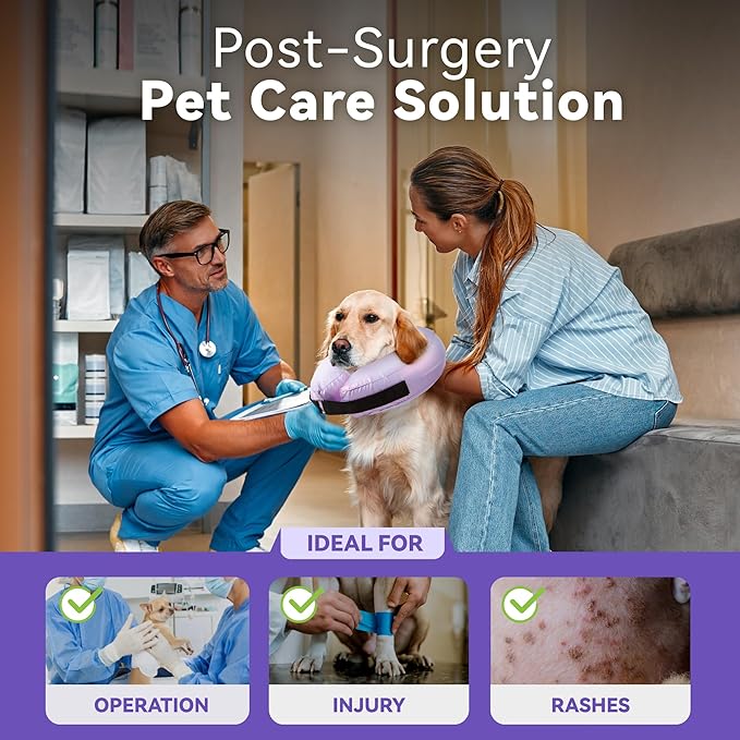 Inflatable Dog Cone Collar - Donut Collar Recovery ECollar Alternative After Surgery - Soft Dog Cone for Small Medium Large Dogs