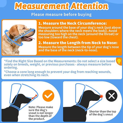 Dog Cone Collar, Clear Soft Cone for Dogs After Surgery to Stop Licking, Breathable Mesh Recovery Collar with Elastic Loop for Snug Fit, Adjustable E-Collar for Large Dogs, Black Size 6