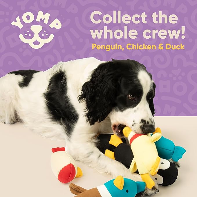 Yomp Penguin Dog Toy – Durable Stuffed, No Squeaker Dog Toys with Natural Canvas and Crinkle Paper – Interactive Stuffed Animal for Dogs (2-Pc Waddles Set)
