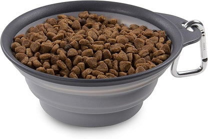 Dexas Pets Collapsible Travel Cup, Large/2 Cup Capacity, Light Gray