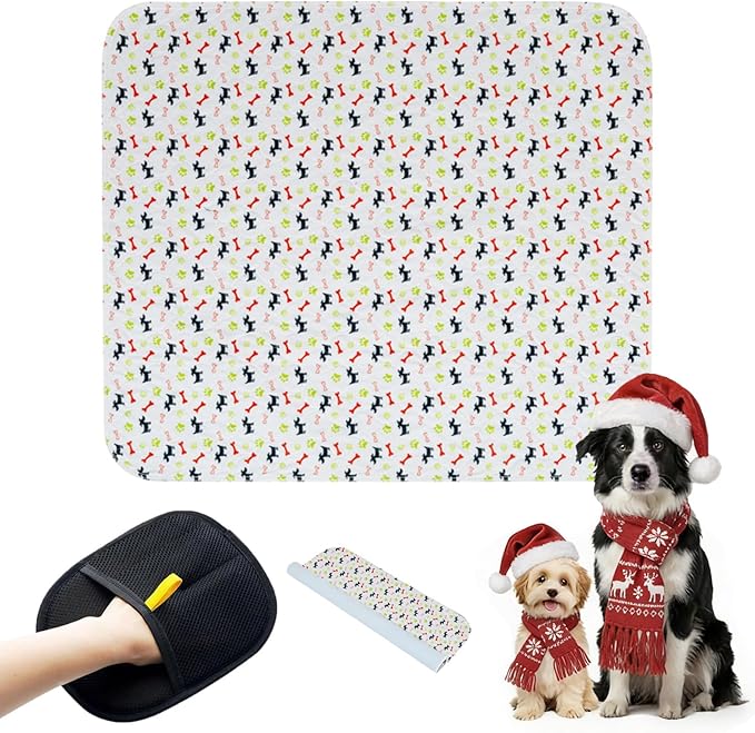 Puppy Pads with Pheromones, Washable Puppy Pee Pads for Dogs Reusable Puppy Pads for Dogs and Cats - Leak & Odor Proof, Non-Slip Base Training Pads for Home & Travel(with Pet Hair Removal Gloves)