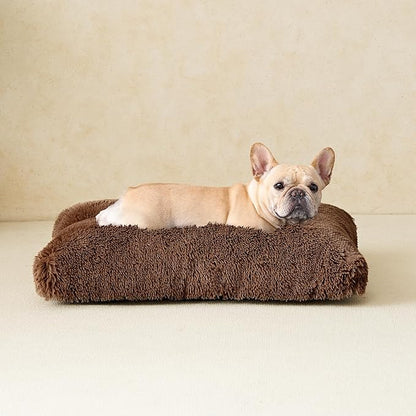 EHEYCIGA Fluffy Dog Crate Bed for Medium Dogs, Plush Faux Fur Crate Pad, Calming Anti Anxiety Medium Dog Bed, Washable Soft Warm Mat with Non-Slip Bottom, Coffee