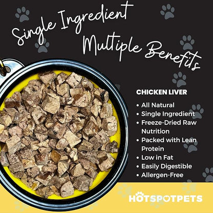 hotspot pets Freeze Dried Chicken Liver Treats for Cats & Dogs -1LB Big Bag~300pcs -Made in USA- Single Ingredient All Natural, Grain-Free - Perfect for Training, Food Topper or Snack