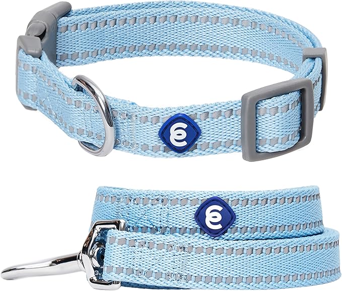 Blueberry Pet Dog Leash & Collar Set - Puppy Essentials, Gentle Leader for Dogs, Adjustable for Small Dogs, Reflective Safe Walking Gear, Fashion for Girl Dog Owners, Heavy Duty Leashes
