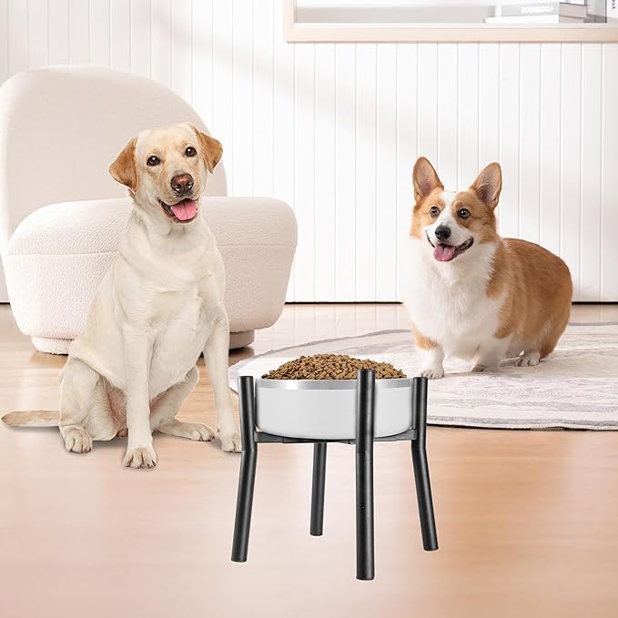 PROERR Lifted Dog Bowl Stand - Without Bowls, Single Raise Pet Food Table Adjustable Wide 7-11", Tall 12" - Bowl Stand Size Optional, Dog Bowls Holder Elevated for Small Medium Large Dogs Breed