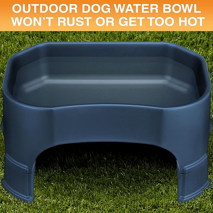 Neater Pet Brands Extra Large Water Bowl for Dogs, Elevated Outdoor Dog Water Bowl (2.25 Gallon XL Capacity), Big Trough Style Food Dish for Indoors or Outside, No Spill Large Dog Bowls, Dark Blue