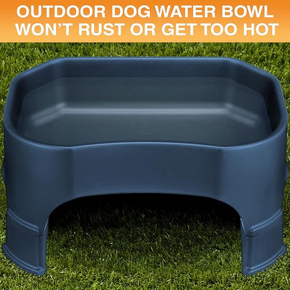 Neater Pet Brands Extra Large Water Bowl for Dogs, Elevated Outdoor Dog Water Bowl (2.25 Gallon XL Capacity), Big Trough Style Food Dish for Indoors or Outside, No Spill Large Dog Bowls, Dark Blue