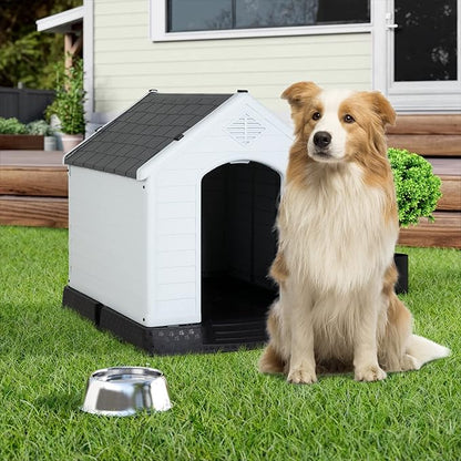 BestPet Dog House Indoor Outdoor Insulated Kennel Durable Plastic Dog House for Small Medium Large Dogs Weather & Water Resistant Pet Crate with Air Vents and Elevated Floor