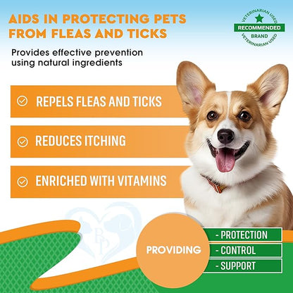Oral Flea & Tick Prevention for Dogs and Cats - Natural Flea Control and Medicine & Treatment for Small and Large Dogs - Multivitamin Drops Supplements for Pets Made in USA