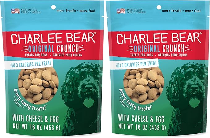 Charlee Bear Original Dog Treats, Cheese and Egg, 16 oz (Pack of 2)