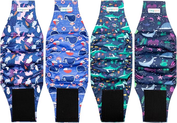 Male Dogs Diapers Belly Bands(4Pack), Washable Reusable Male Boy Doggy Wraps Panties for Doggie Puppy Pooping Potty Training Incontinence Marking Pañal para Perro XSmall
