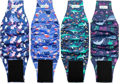 Male Dogs Diapers Belly Bands(4Pack), Washable Reusable Male Boy Doggy Wraps Panties for Doggie Puppy Pooping Potty Training Incontinence Marking Pañal para Perro XSmall