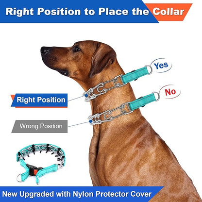 Supet Dog Prong Collar, Dog Choke Collar Adjustable Dog Pinch Collar with Quick Release Buckle/Nylon Cover for Small Medium Large Dogs