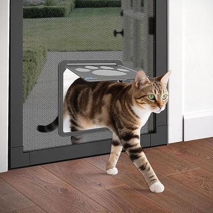 PETLESO Small Dog Door for Screen Door, Cat Door 8"×10" Magnetic Flap Self-Closing, Pet Screen Door for Sliding Door, Puppy Doggy and Cat Door Built in Screen, Lockable, Black S