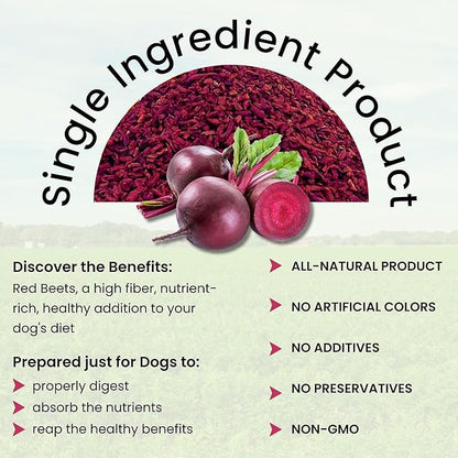 Olewo Original Red Beets for Dogs – Internal Support Dog Food Topper for Skin Sensitivity and Overall Balance, Prebiotic Fiber and Whole Food Nutrients, 1 lb