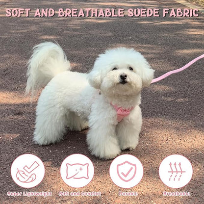 Guiding Star Dog Harness Small Sized Dog with Multifunction Leash, No Pull Puppy Dog Harness and Leash Set Training, Cute Soft Adjustable Dog Walking Harness Pet Vest Harness (Pink-S)