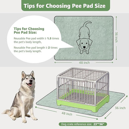 LOOBANI Washable Pee Pads for Dogs: 2 Pack Super Absorbent Reusable Puppy Pads, Leakproof and Waterproof Dog Training Pads Whelping Pads for Potty, Floor, Crate, Couch Bed and Travel, 36"x48"