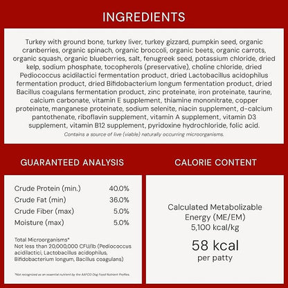 Stella & Chewy's Freeze-Dried Raw Dinner Patties - Turkey Recipe - High Protein Grain-Free Puppy & Dog Food - Perfect For Picky Eaters - 14 oz