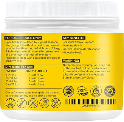 Allergy & Itch for Dogs | Daily Support for Itchy Skin, Immune Health & Seasonal Allergies from Colostrum, Bee Propolis + Probiotics | 150 Soft Chews