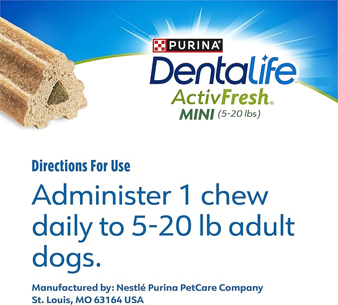 Dentalife ActivFresh Dog_Chews for Mini and Small Dogs 5-20 lbs., Dental-Chews to Freshen Breath, Chicken Flavor, 16.9 oz., 56 Chews - 56 ct. Pouch (Pack of 2)