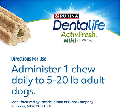 Dentalife ActivFresh Dog_Chews for Mini and Small Dogs 5-20 lbs., Dental-Chews to Freshen Breath, Chicken Flavor, 16.9 oz., 56 Chews - 56 ct. Pouch (Pack of 2)