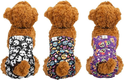 CuteBone Dog Diapers Female Washable Small Medium Large 3 Pack Reusable Doggie Diapers Puppy Period Pants for Doggy Heat Cycle Peeing