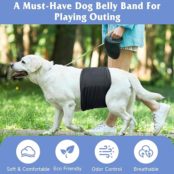 5 Pack Dog Diapers Male Reusable, Premium Belly Bands for Dogs, High Absorbing Male Dog Pee Wraps for Doggie in Incontinence or Excitable Urination and Training Gray M