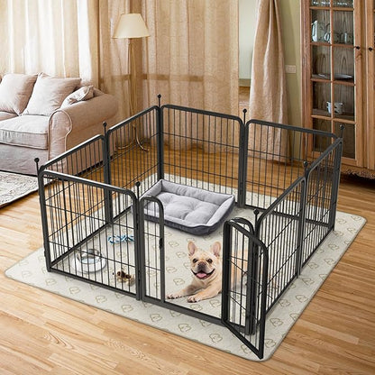 FXW Rollick Unleashed Dog Playpen for Indoor, Yard, RV Camping, 24 inch 8 Panels Dog Pen with Washable Pee Pad for Small and Puppy Dogs, Black│Patented