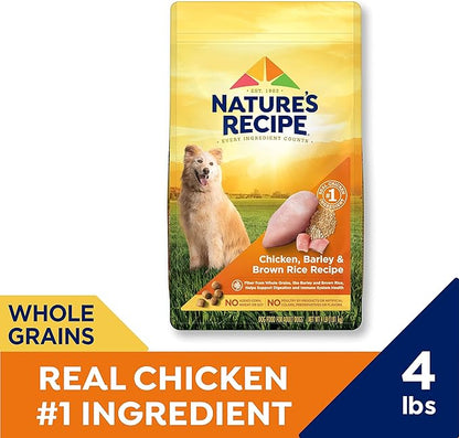 Nature′s Recipe Chicken, Barley & Brown Rice Recipe Dry Dog Food, 4 lb. Bag (Pack of 2)