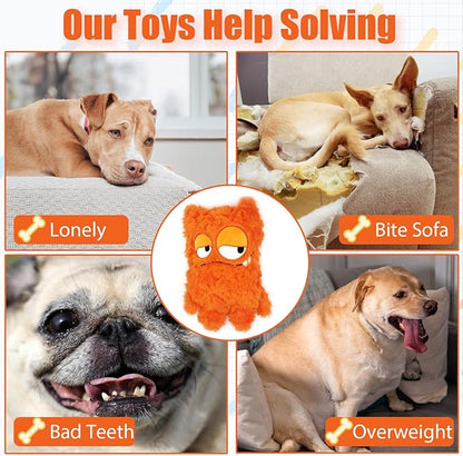 Squeaky Dog Toy, Plush Stuffed Dog Toy Keep Them Busy Tug of War Dog Chew Toy for Small Medium Large Dogs (Orange)