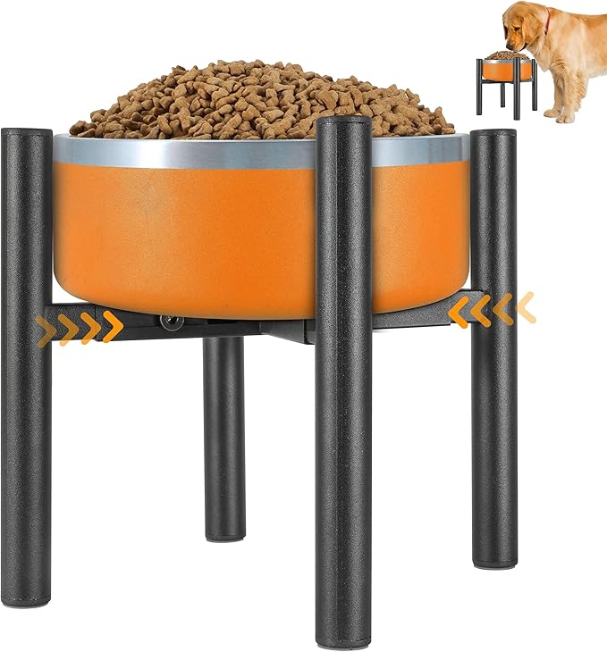 PROERR Lifted Dog Bowl Stand - Without Bowls, Single Raise Pet Food Table Adjustable Wide 6-10", Tall 8 10 12" - Bowl Stand Size Optional, Dog Bowls Holder Elevated for Small Medium Large Dogs Breed