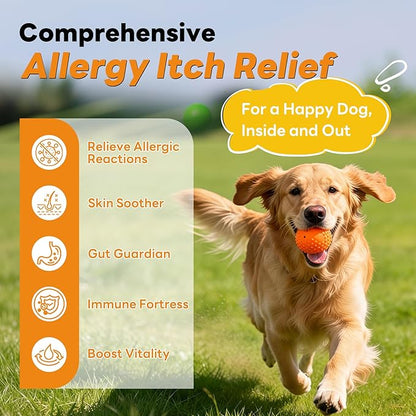 Dog Allergy Relief Chews 200ct Relieve Seasonal Allergies and Skin Itching Alleviate Licking Behavior Boosting Immunity and Hair Protection - Chicken