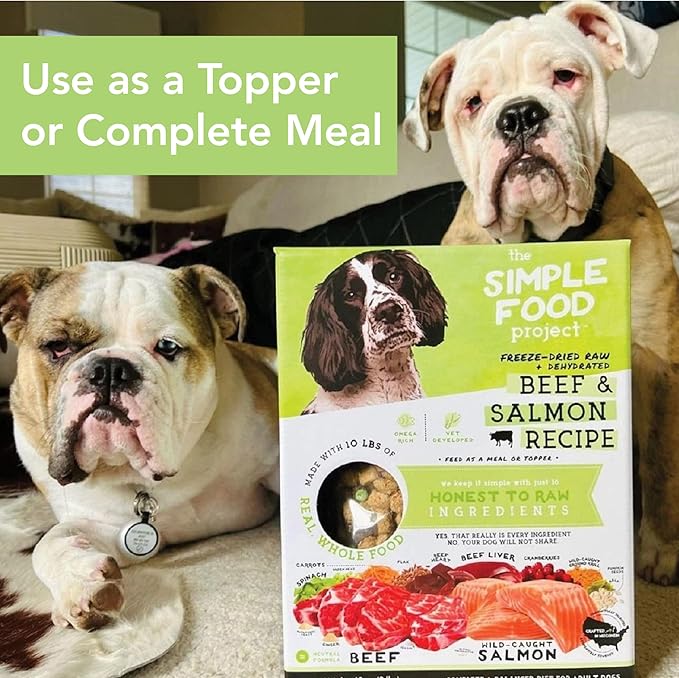 Simple Food Project The Freeze Dried Raw Dog Food Topper Featuring Organic Human Grade Ingredients [6 Pack Variety - 1oz Samples Bison, Duck, Lamb, Beef/Salmon, Duck/Trout, and Chicken/Turkey] …